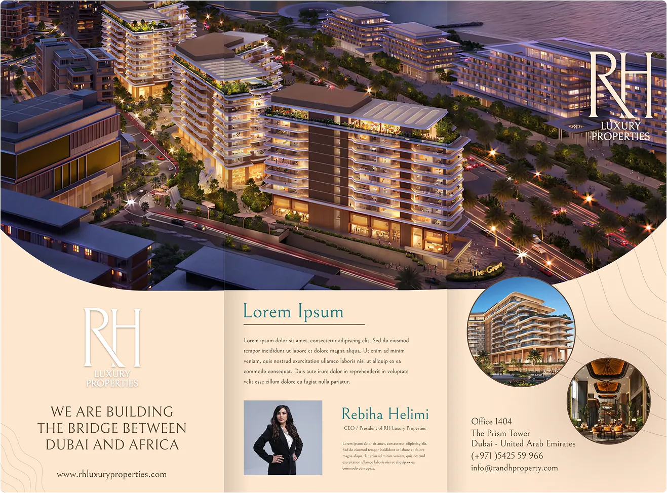 RH Luxury Properties banner and flyer